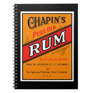 Chapins Pure Old Rum Label Spiral Notebook