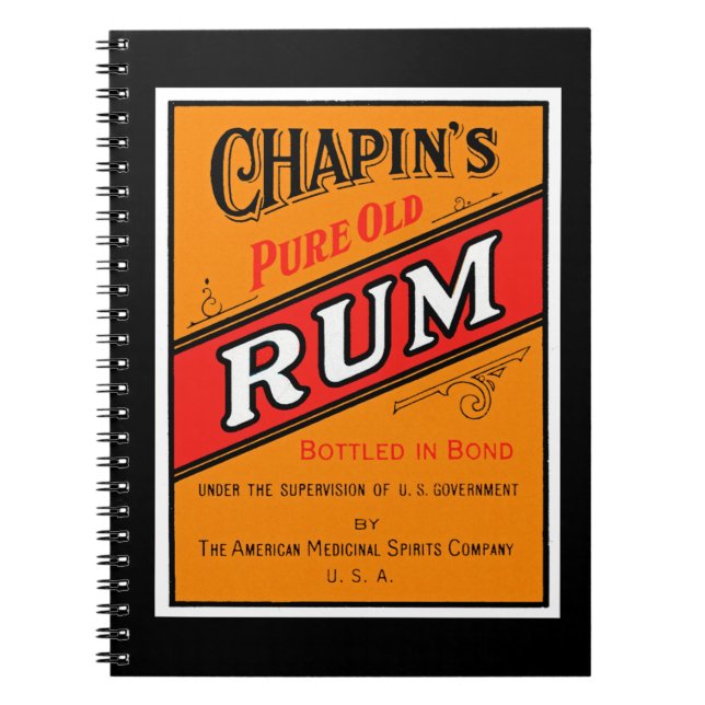 Chapins Pure Old Rum Label Spiral Notebook (Front)