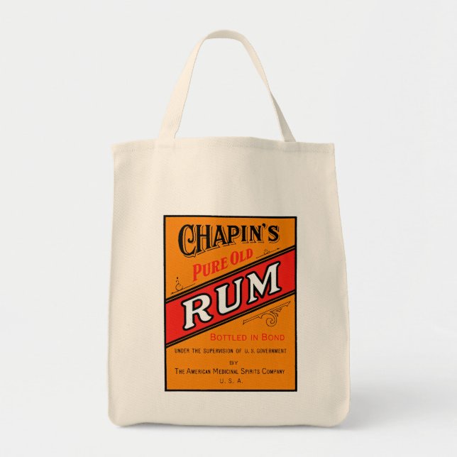 Chapins Pure Old Rum Label Tote Bag (Front)