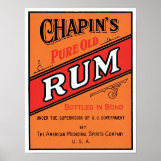 Chapins Pure Old Rum Poster