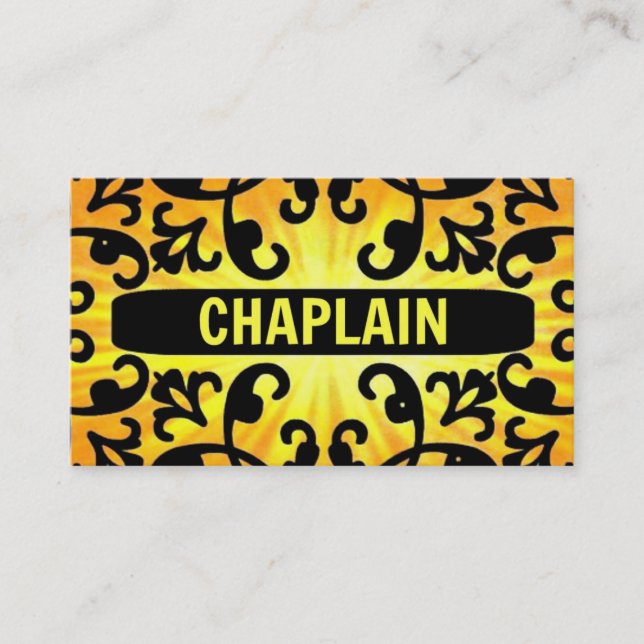 Chaplain Sunshine Damask Business Card (Front)