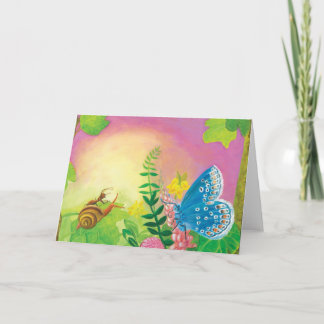Chapman's Blue Butterfly & Ant & Snail Illustratio Card