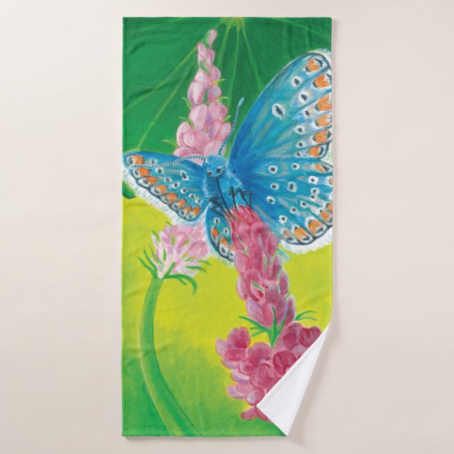 Chapmans blue butterfly (Polyommatus thersites)  Bath Towel (Bath Towel)