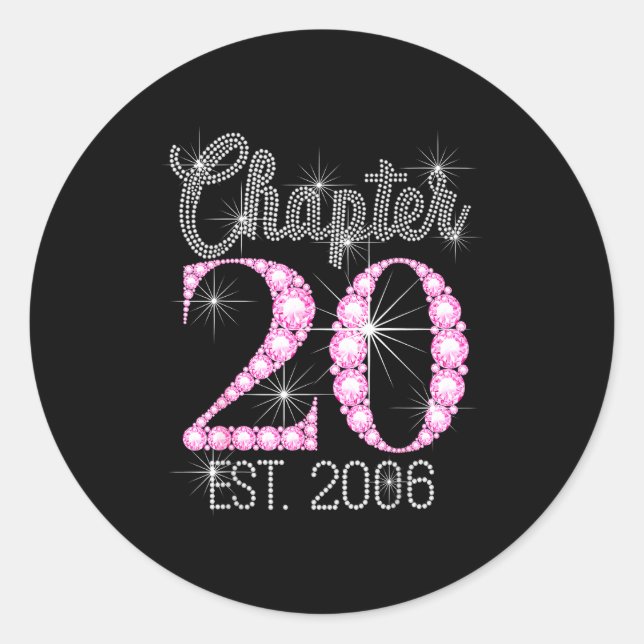 Chapter 20 Est 2006 Happy 20th Birthday Gift  Classic Round Sticker (Front)