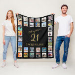 Chapter 21 Black Gold 21st Birthday Photo Fleece Blanket<br><div class="desc">A unique fleece blanket gift to make that birthday special. Add those favourite photos using our simple template.</div>
