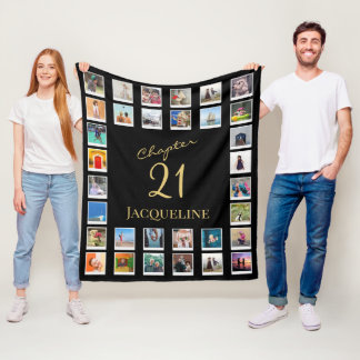 Chapter 21 Black Gold 21st Birthday Photo Fleece Blanket