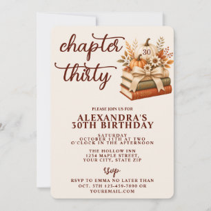Chapter 30 Fall Pumpkin Bookish 30th Birthday Invitation