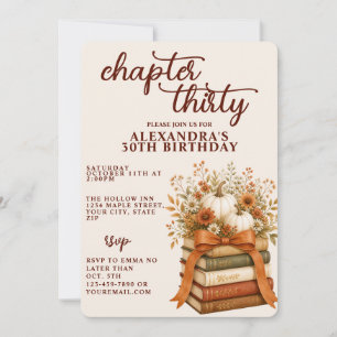 Chapter 30 Fall Pumpkin Bookish 30th Birthday Invitation