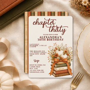 Chapter 30 Fall Pumpkin Bookish 30th Birthday Invitation