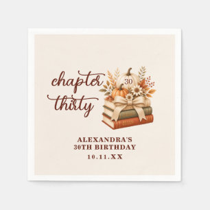 Chapter 30 Fall Pumpkin Bookish 30th Birthday Napkin