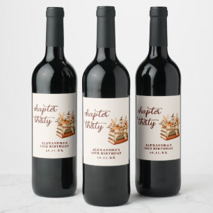 Chapter 30 Fall Pumpkin Bookish 30th Birthday Wine Label