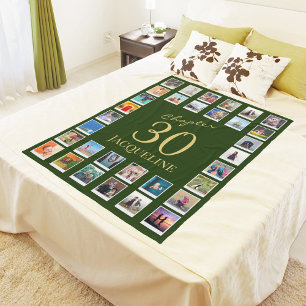 Chapter 30 Green Gold 30th Birthday Photo Fleece Blanket