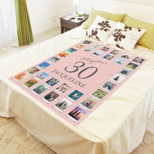 Chapter 30 Pink Grey 30th Birthday Photo Fleece Blanket