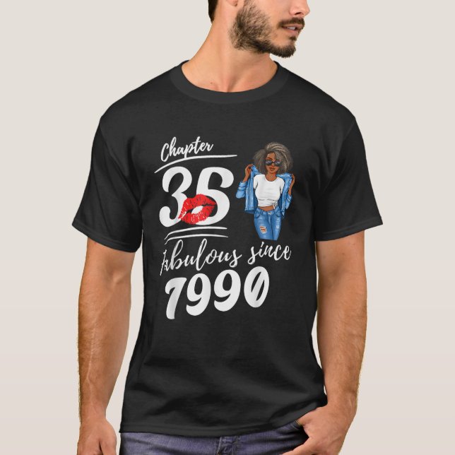 Chapter 35 Fabulous Since 1990 35th Birthday Afro  T-Shirt (Front)