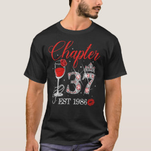 Chapter 37 Years EST 1986 37th Birthday Red Rose W T-Shirt