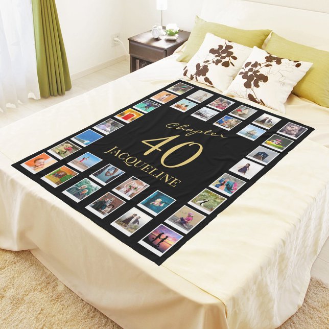 Chapter 40 Black Gold 40th Birthday Photo Fleece Blanket (Creator Uploaded)