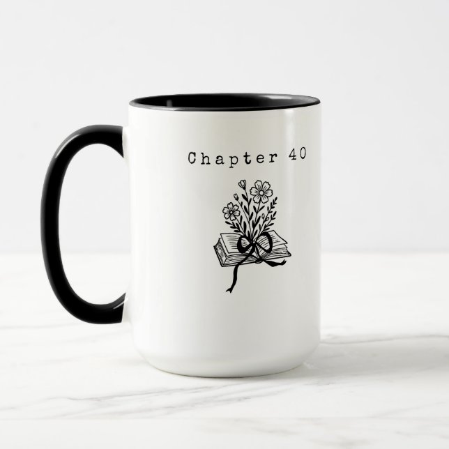 Chapter 40 Coquette Book Wildflowers Black Mug (Left)