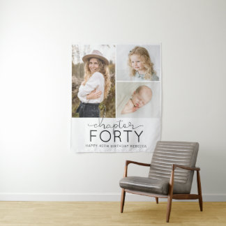 Chapter 40 Custom Photo Collage 40th Birthday Tapestry