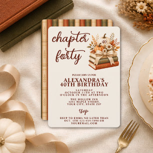 Chapter 40 Fall Pumpkin Bookish 40th Birthday Invitation