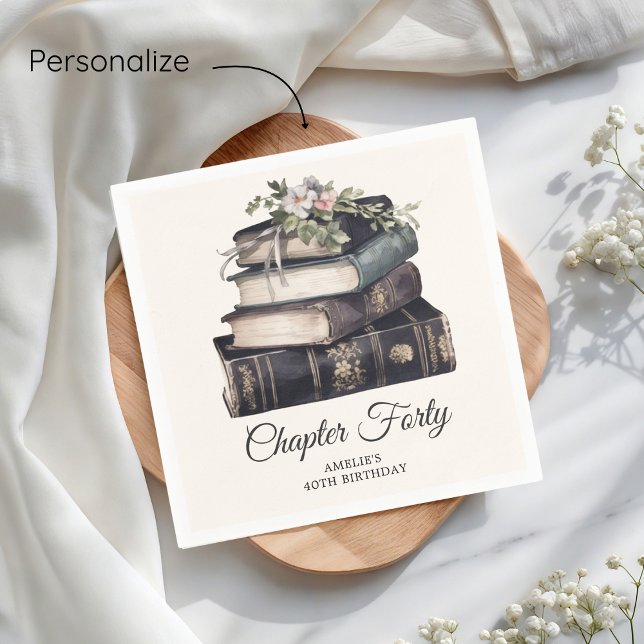 Chapter 40 Vintage Book 40th Birthday  Napkin (Creator Uploaded)