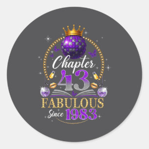 Chapter 43 Since 1983 Purple Disco Ball 43rd Birth Classic Round Sticker