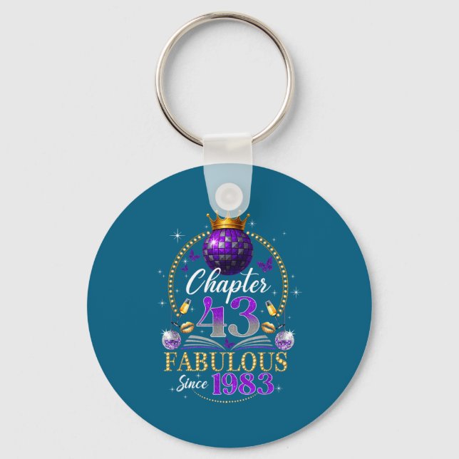 Chapter 43 Since 1983 Purple Disco Ball 43rd Birth Key Ring (Front)