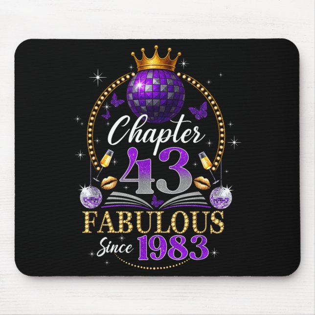 Chapter 43 Since 1983 Purple Disco Ball 43rd Birth Mouse Pad (Front)