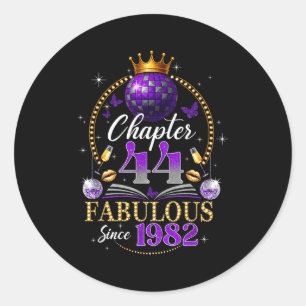 Chapter 44 Since 1982 Purple Disco Ball 44th Birth Classic Round Sticker