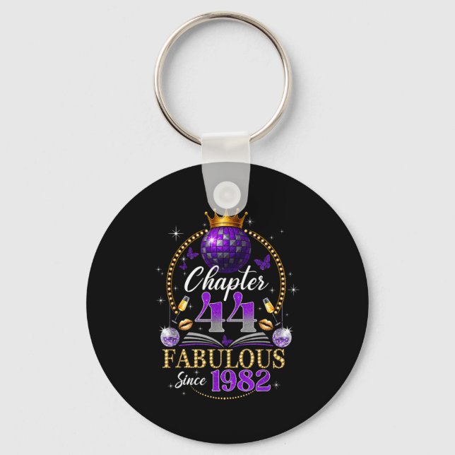 Chapter 44 Since 1982 Purple Disco Ball 44th Birth Key Ring (Front)