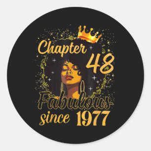 Chapter 48 Fabulous Since 1977 48th Birthday Women Classic Round Sticker