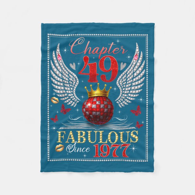 Chapter 49 Fabulous Est. 1977 Disco Ball 49th Birt Fleece Blanket (Front)
