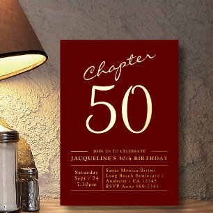 Chapter 50 50th Birthday Invitation Red Gold