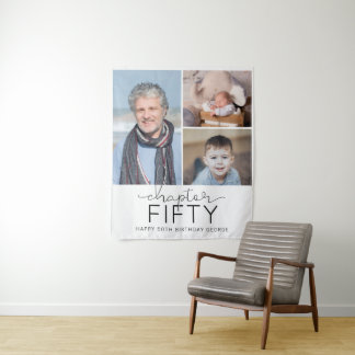 Chapter 50 Custom Photo Collage 50th Birthday Tapestry