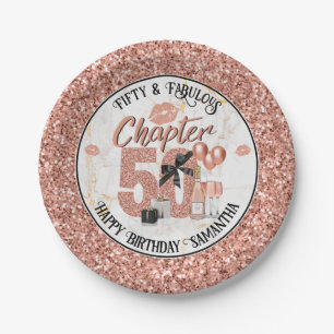 Chapter 50 Elegant Rose Gold 50th Birthday Paper Plate