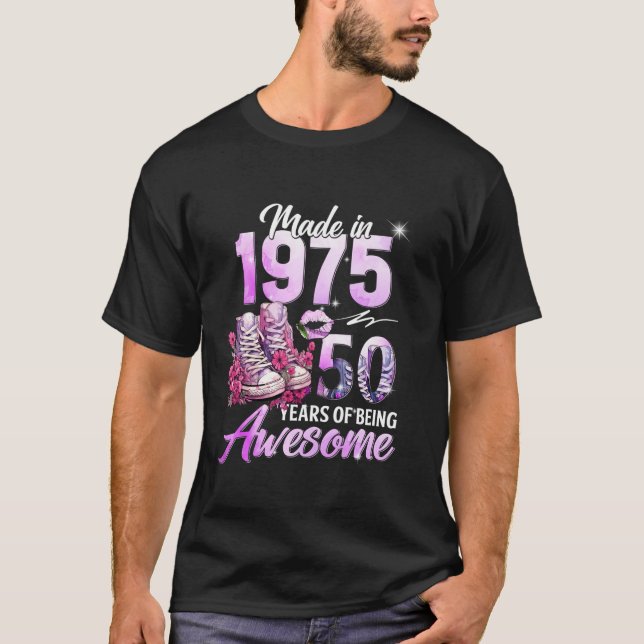 Chapter 50 Fabulous EST 1975 50th Floral Birthday  T-Shirt (Front)