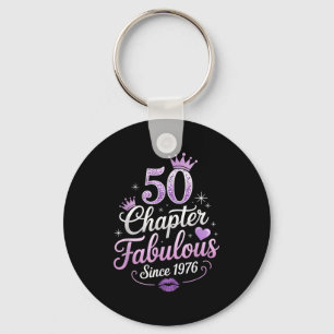 Chapter 50 Fabulous Since 1976 50th Birthday Queen Key Ring