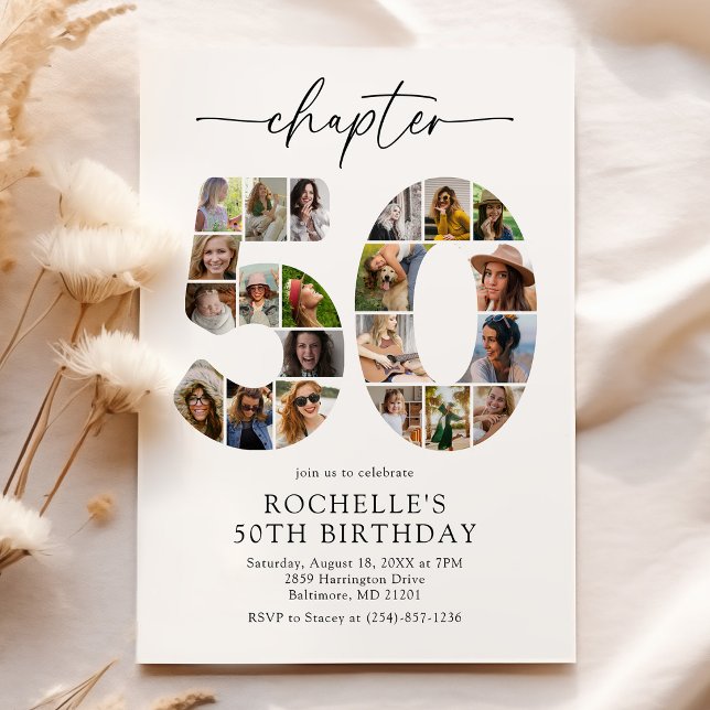 Chapter 50th Photo Collage Birthday Invitation (Creator Uploaded)