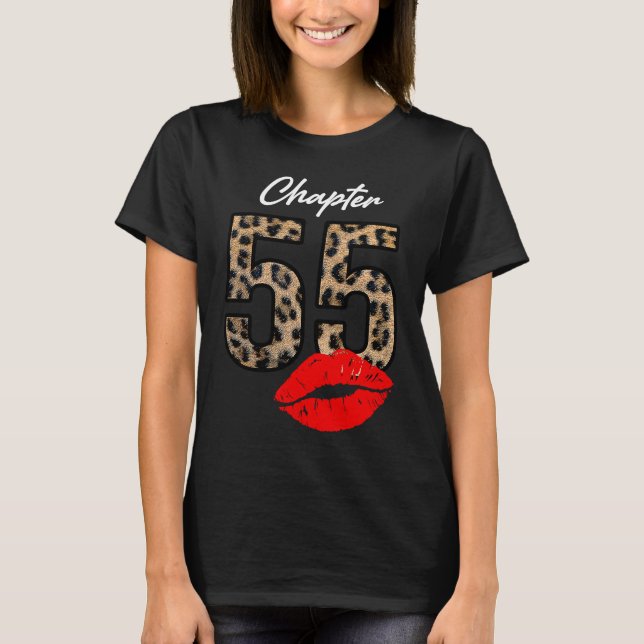 Chapter 55 years 1966 55th birthday lips leopard T-Shirt (Front)