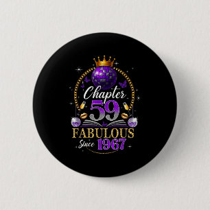 Chapter 59 Since 1967 Purple Disco Ball 59th Birth 6 Cm Round Badge