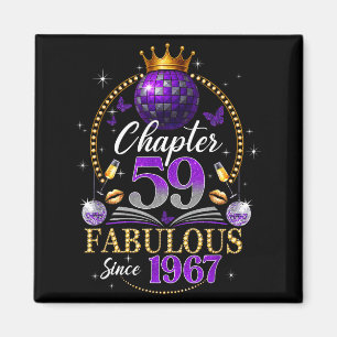 Chapter 59 Since 1967 Purple Disco Ball 59th Birth Magnet