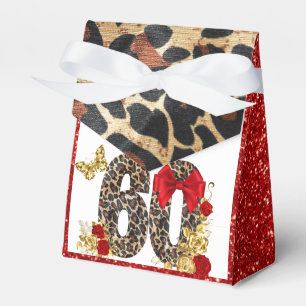 Chapter 60 Red & Gold Leopard 60th Birthday Favour Box