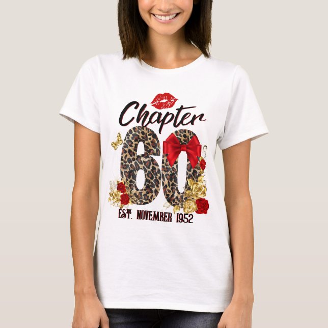 Chapter 60 Red & Gold Leopard 60th Birthday T-Shirt (Front)