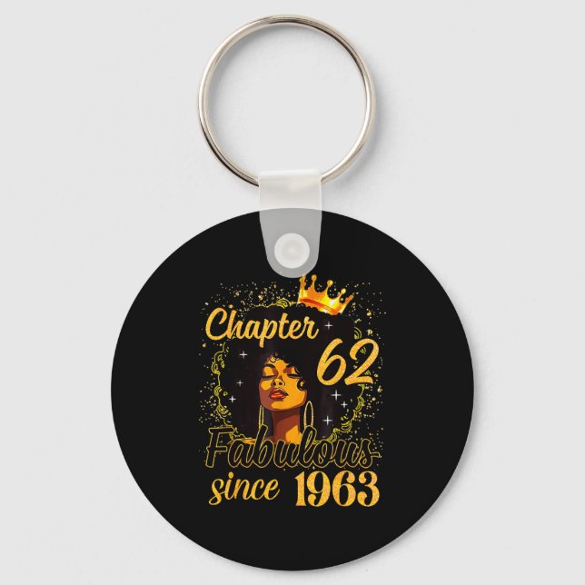 Chapter 62 Fabulous Since 1963 62nd Birthday Women Key Ring (Front)