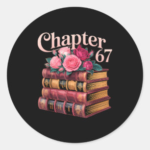 Chapter 67 Floral Book Stack Design  Classic Round Sticker