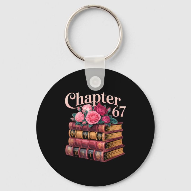 Chapter 67 Floral Book Stack Design  Key Ring (Front)