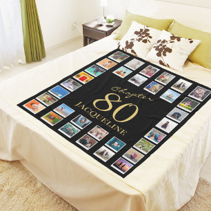 Chapter 80 Black Gold 80th Birthday Photo Fleece Blanket