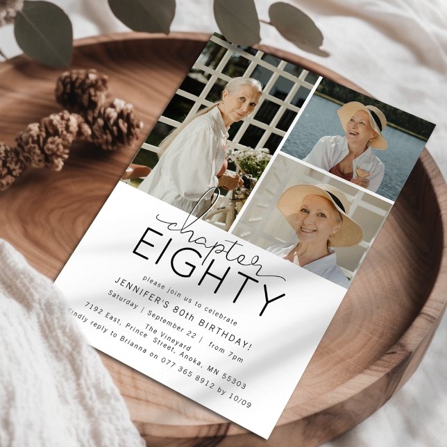 Chapter 80 Custom Photo Collage 80th Birthday Invitation (Creator Uploaded)