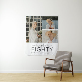 Chapter 80 Custom Photo Collage 80th Birthday Tapestry