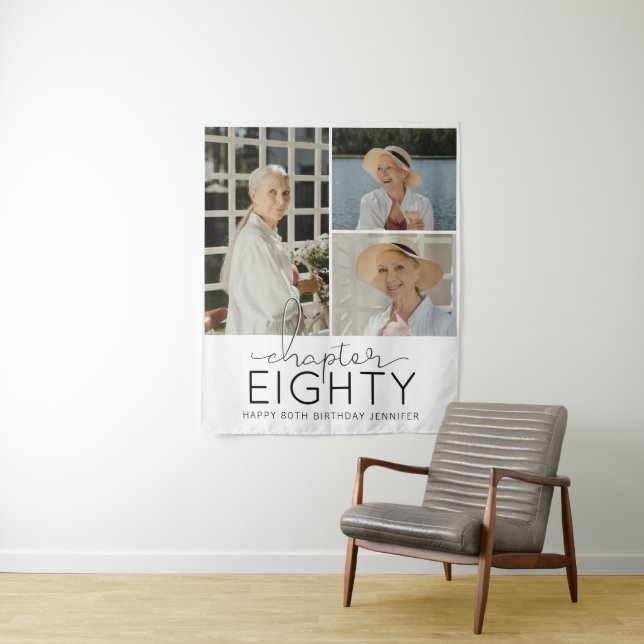 Chapter 80 Custom Photo Collage 80th Birthday Tapestry (In Situ)