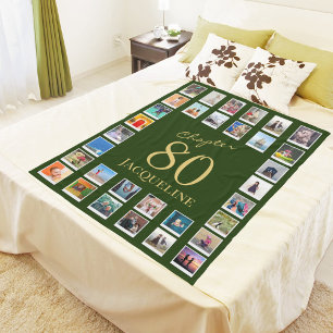 Chapter 80 Green Gold 80th Birthday Photo Fleece Blanket
